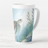 Underwater world with turtle latte mok (Rechterhoek)