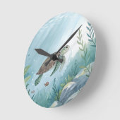 Underwater world with turtle ronde klok (Hoek)
