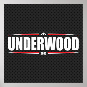 Underwood 2016 (sterren & Stripes - zwart) Poster