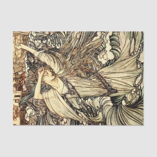 "Undine in the Waves" van Arthur Rackham Tissuepapier (Voorkant)