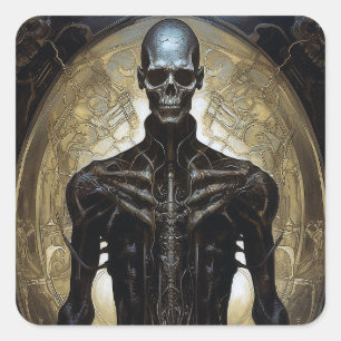 Undode Cyborg Sci-Fi Horror Art Vierkante Sticker