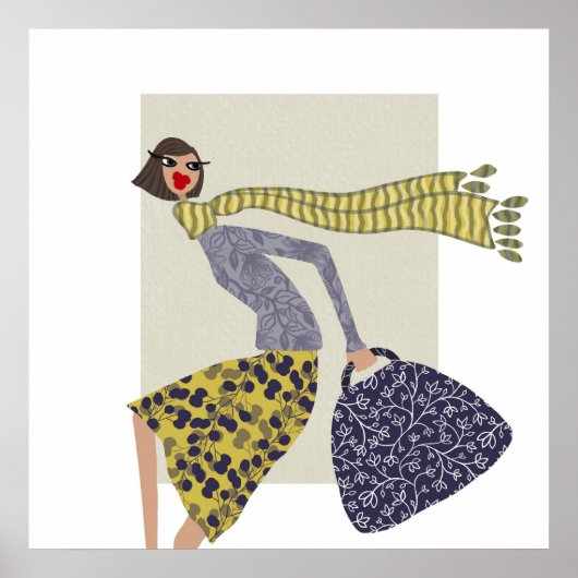 Une affiche d'art de mode glamour chic de Miss Wen (Devant)