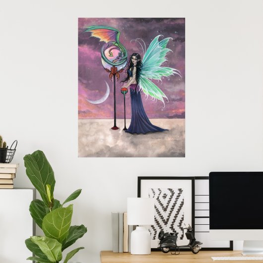 Une Affiche de Fée Dragon de Rêve Vivant (Bureau à domicile)