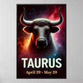 Une affiche du zodiaque du taureau cosmique (Devant)