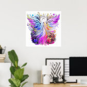 Une affiche murale d'ange de style rétro aux coule (Bureau à domicile)