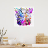 Une affiche murale d'ange de style rétro aux coule (Cuisine)