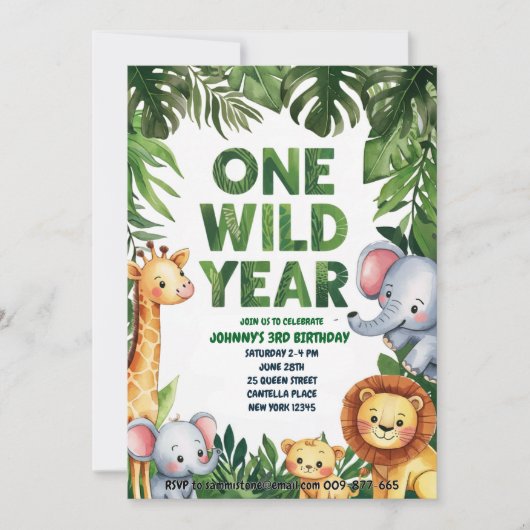 Une année sauvage 1er anniversaire Invitation (Devant)