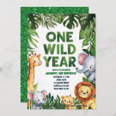 Une année sauvage 1er anniversaire Invitation (Devant / Derrière)
