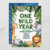 Une année sauvage 1er anniversaire Invitation (Devant / Derrière)
