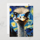 une autruche adorable dans une carte postale de nu (Devant / Derrière)