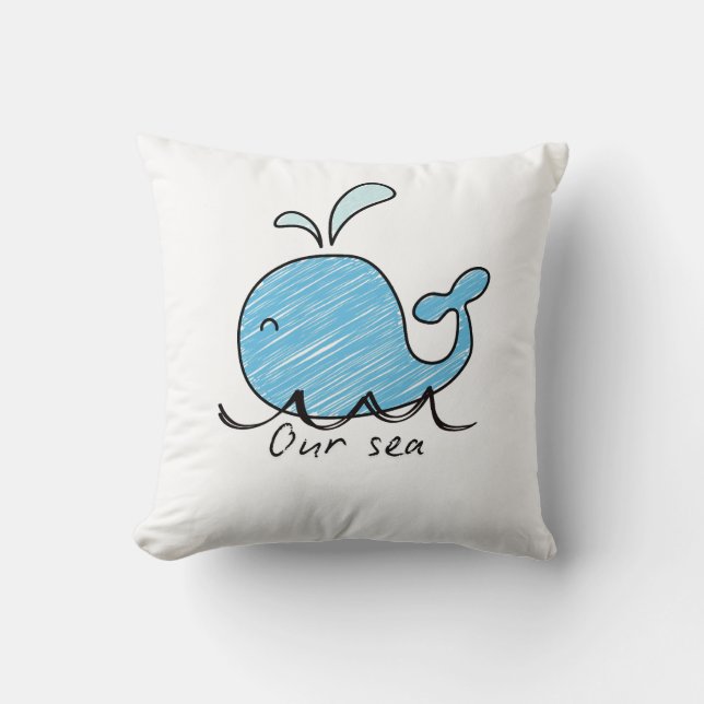 UNE BALEINE AMICALE DANS SA MER Coussin décoratif (Recto)