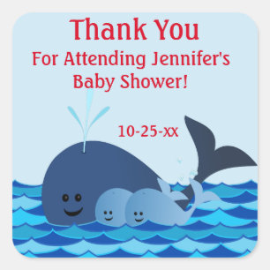Une baleine d'un autocollant de baby shower de