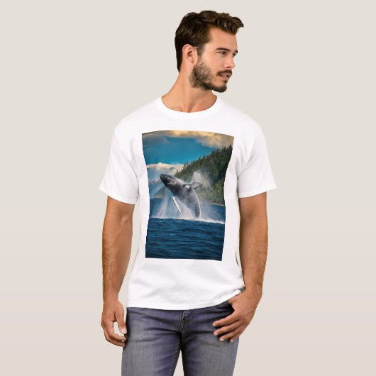 Une baleine jouant en t-shirt sea design (Devant entier)