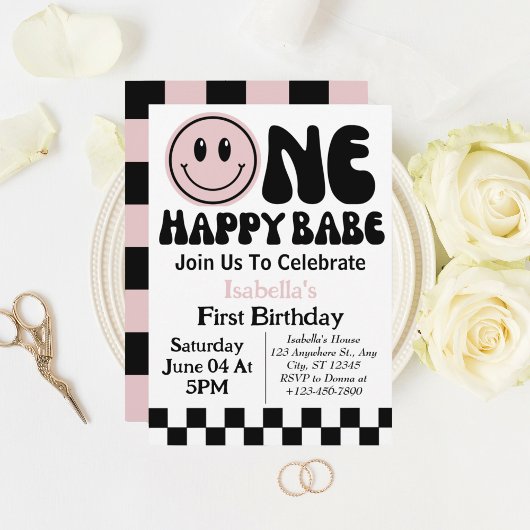 Une Bébé Joyeuse Fille 1er Anniversaire Invitation