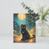 Une belle carte postale de chat noir (Debout devant)
