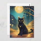 Une belle carte postale de chat noir (Devant / Derrière)
