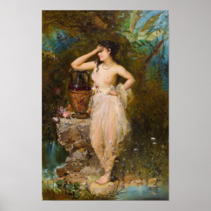 Une belle femme baignant par Hans Zatzka - affiche