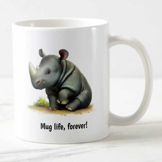 Une Belle Mug De Café Rhinoceros Peint En 3D