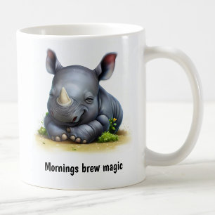 Une Belle Mug De Café Rhinoceros Peint En 3D