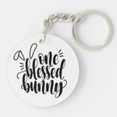 Une Béni Lapin Calligraphie de Pâques | Porte-clé (Dos)