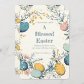 Une Bénie Carte De Voeux Florale De Pâques (Devant / Derrière)