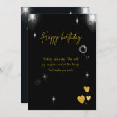 Une bonne carte d'anniversaire en noir et or (Devant / Derrière)