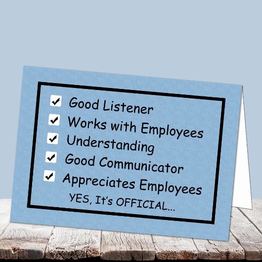 Une bonne carte de jour pour patron