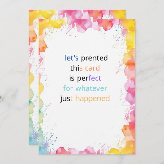 Une carte CHAQUE occasion. Carte de vœux (Devant / Derrière)