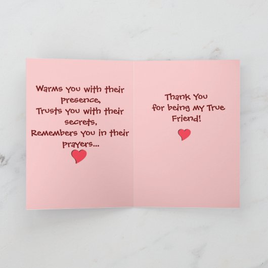 Une carte d'ami véritable (Intérieur)