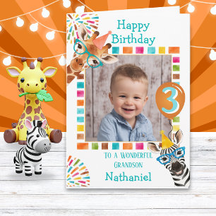Une carte d'anniversaire avec une photo d'animaux