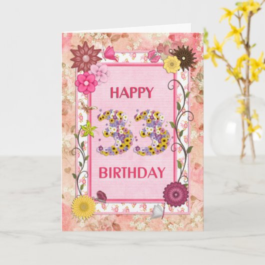 Une carte d'anniversaire de 33 ans (Fleur jaune)