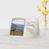 Une carte d'anniversaire de cheval. (Fleur jaune)