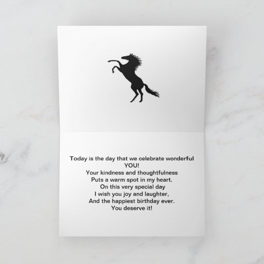 Une carte d'anniversaire de cheval, juste ajouter  (Intérieur)