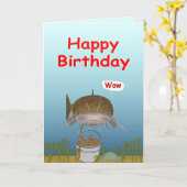 Une carte d'anniversaire de souhait de poissons (Fleur jaune)