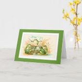 Une carte d'anniversaire grenouille joyeuse (Fleur jaune)