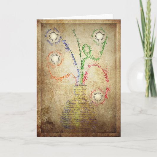 Une carte d'anniversaire grungy pour une soeur (Devant)