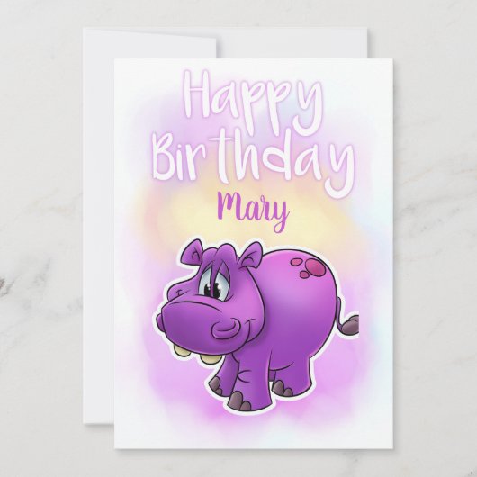 Une carte d'anniversaire Hippo Joyeux (Devant)