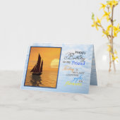 Une carte d'anniversaire pour un ami. Un yacht à v (Fleur jaune)