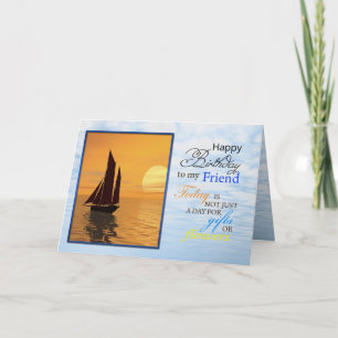 Une carte d'anniversaire pour un ami. Un yacht à v