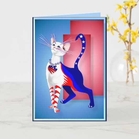 Une carte de chat américaine (Fleur jaune)