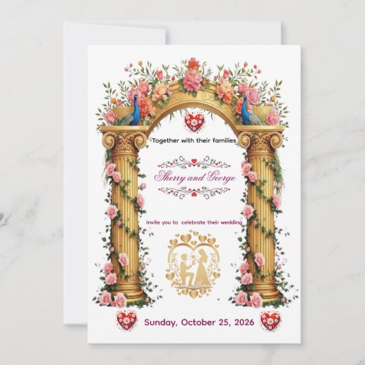 Une carte de mariage classique et joyeuse. (Devant)