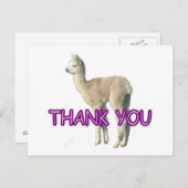 Une carte de "Merci" alpaga (Devant / Derrière)