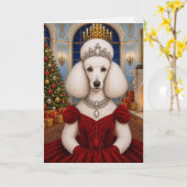 Une carte de Noël avec un caniche (Fleur jaune)