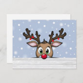 Une carte de Noël de Renne au nez rouge (Devant / Derrière)