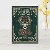 Une carte de Noël des Highlands très écossaise (Fleur jaune)