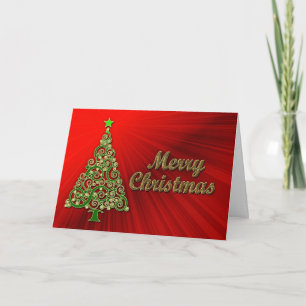 Une carte de Noël en or et rouge