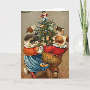 Une carte de Noël Vintage pour chien et chat