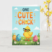 Une Carte De Printemps Joyeuse Avec Un Petit Poule (Fleur jaune)