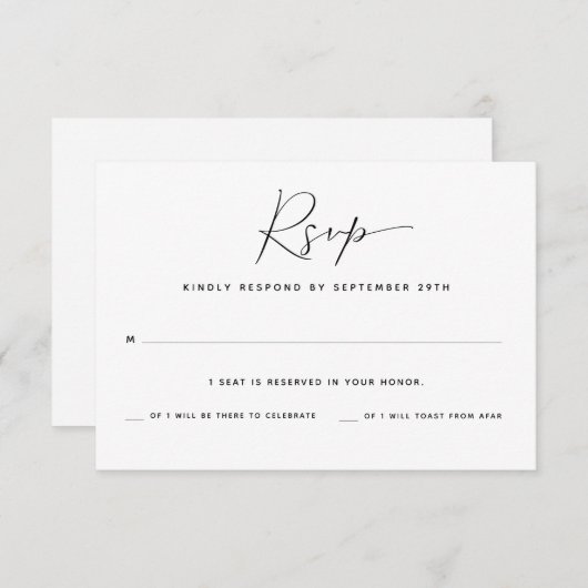 Une carte de réponse RSVP avec nombre d'invités | (Devant / Derrière)