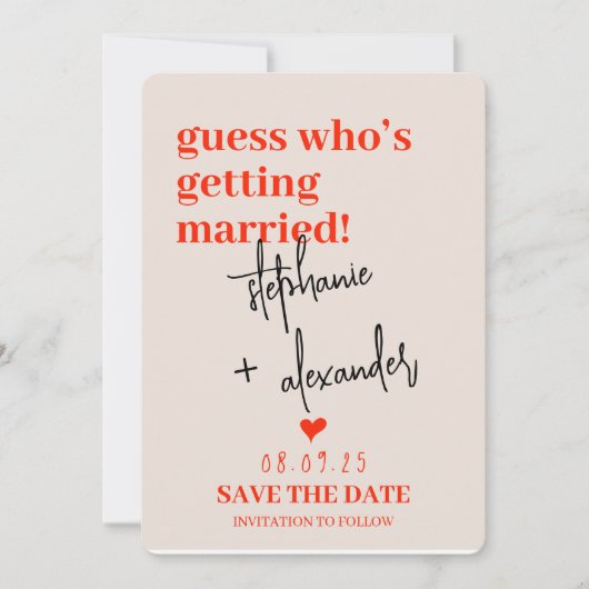 Une carte de save the date de mariage moderne avec (Devant)